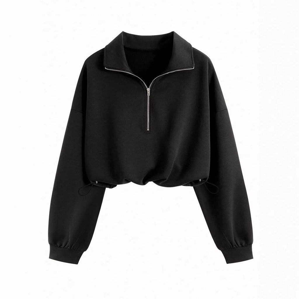 Élodie Laurent | Cropped Half-Zip Sweater