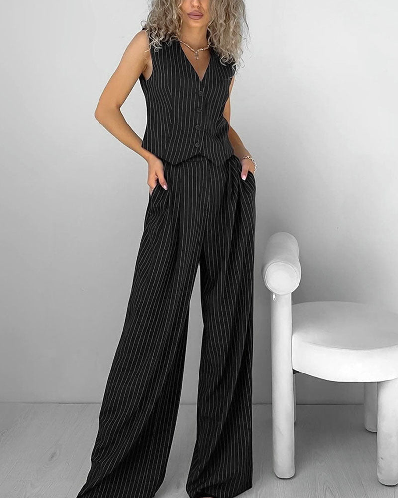 Andrella | Modern Tailored Pinstripe Two-Piece Set