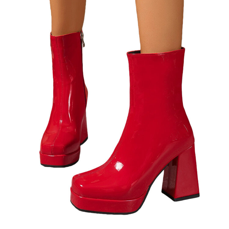 Amira Al-Sayed | Metallic Block Heel Ankle Boots