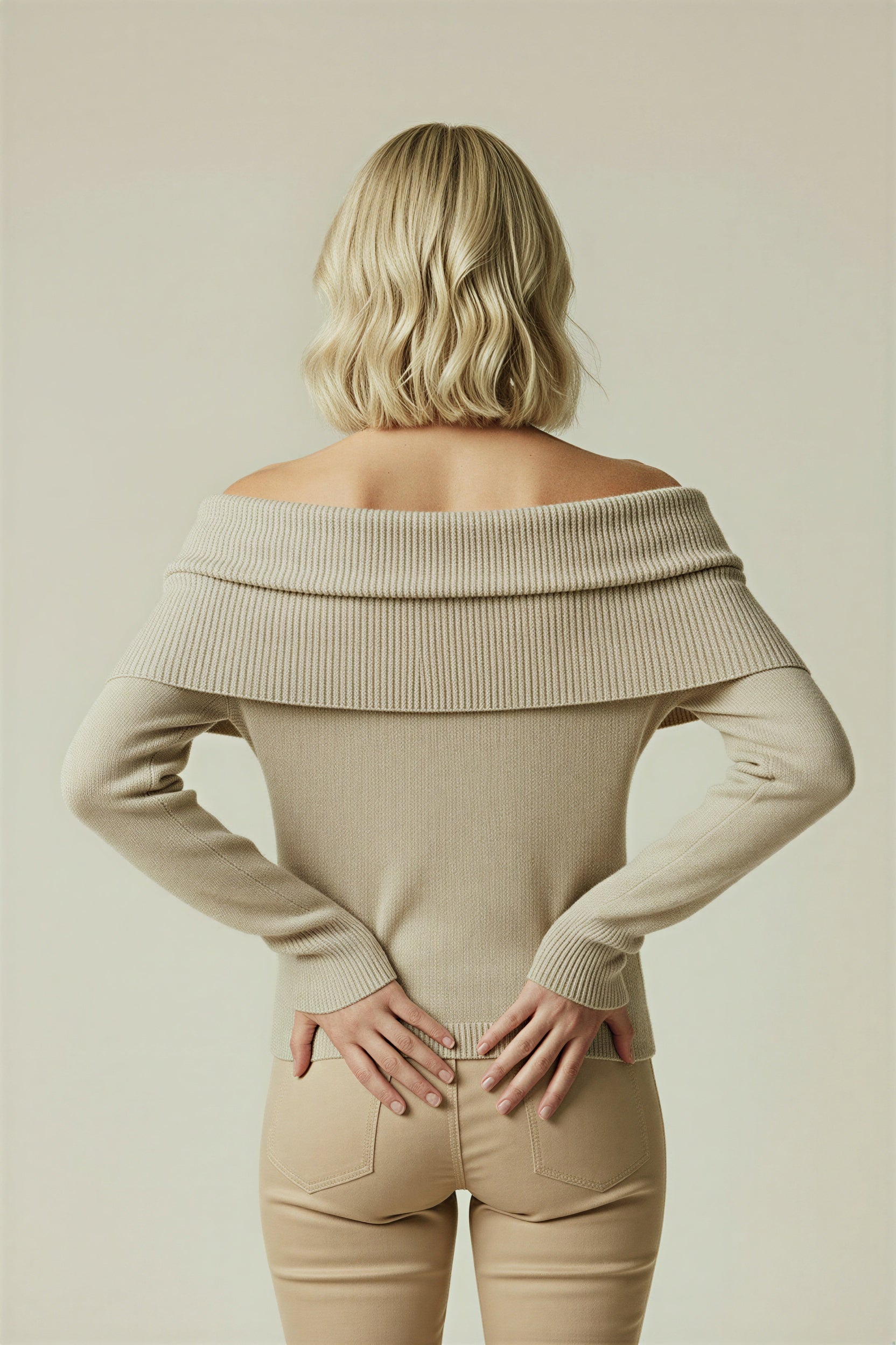 Noémi | All-Season Draped Knit Off-Shoulder Top