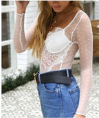 Camila Torres | Lace Mesh Long Sleeve Bodysuit