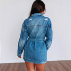 Yasmin Al-Rashid | Casual Denim Belted Jacket Dress