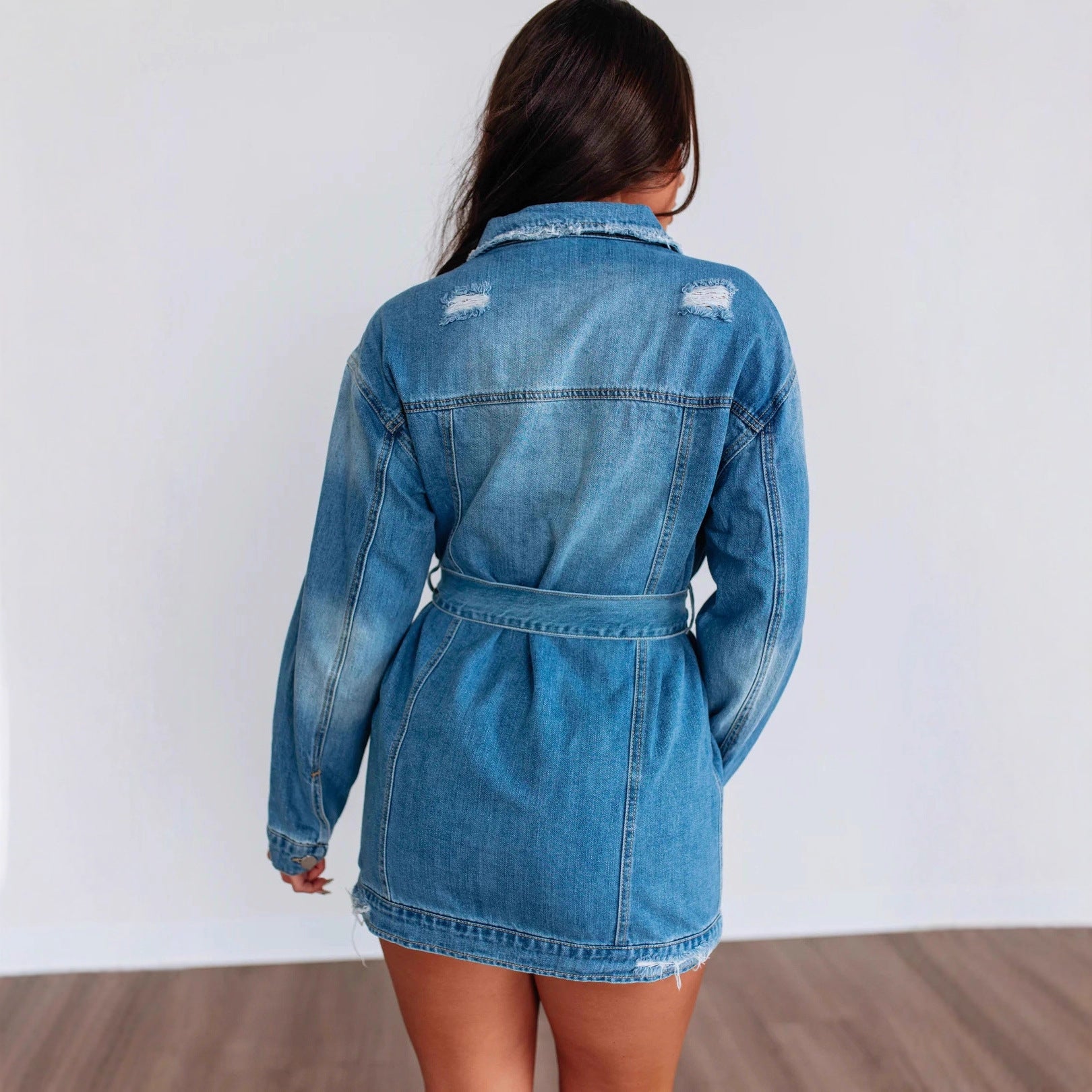 Yasmin Al-Rashid | Casual Denim Belted Jacket Dress