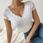 Astrid Nyholm | White Lace Short Sleeve Bodysuit