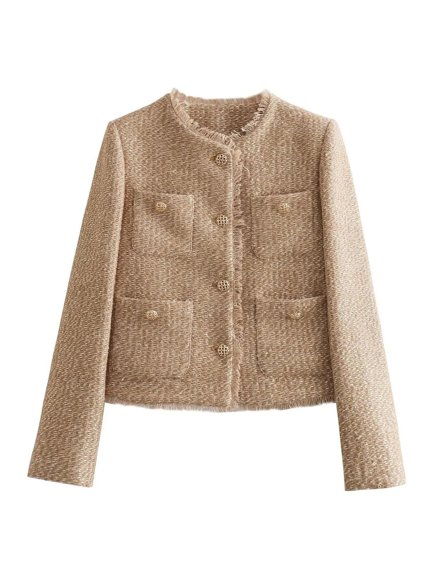 Veronica | Classic Tweed Button Jacket