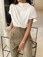 Elindra | Draped Elegance Top | Tijdloos minimalisme in wit