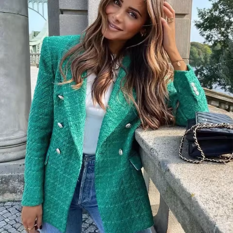 Xandra | Luxe Tweed Double-Breasted Blazer