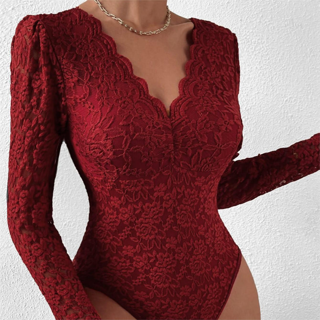 Freya Lundqvist | Burgundy Lace Long Sleeve Bodysuit