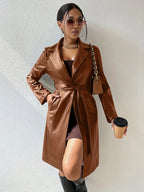 Kayleigh | Elegant Leatherlook Belted Trench Coat