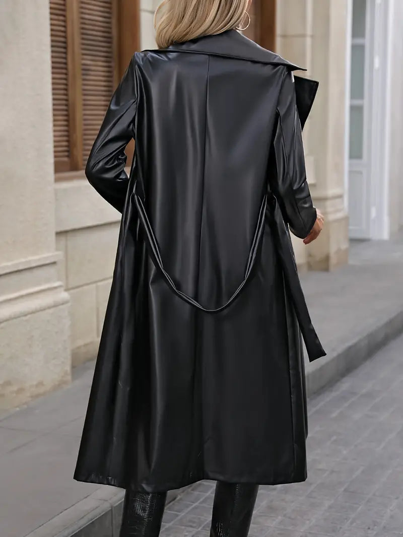 Kayleigh | Elegant Leatherlook Belted Trench Coat