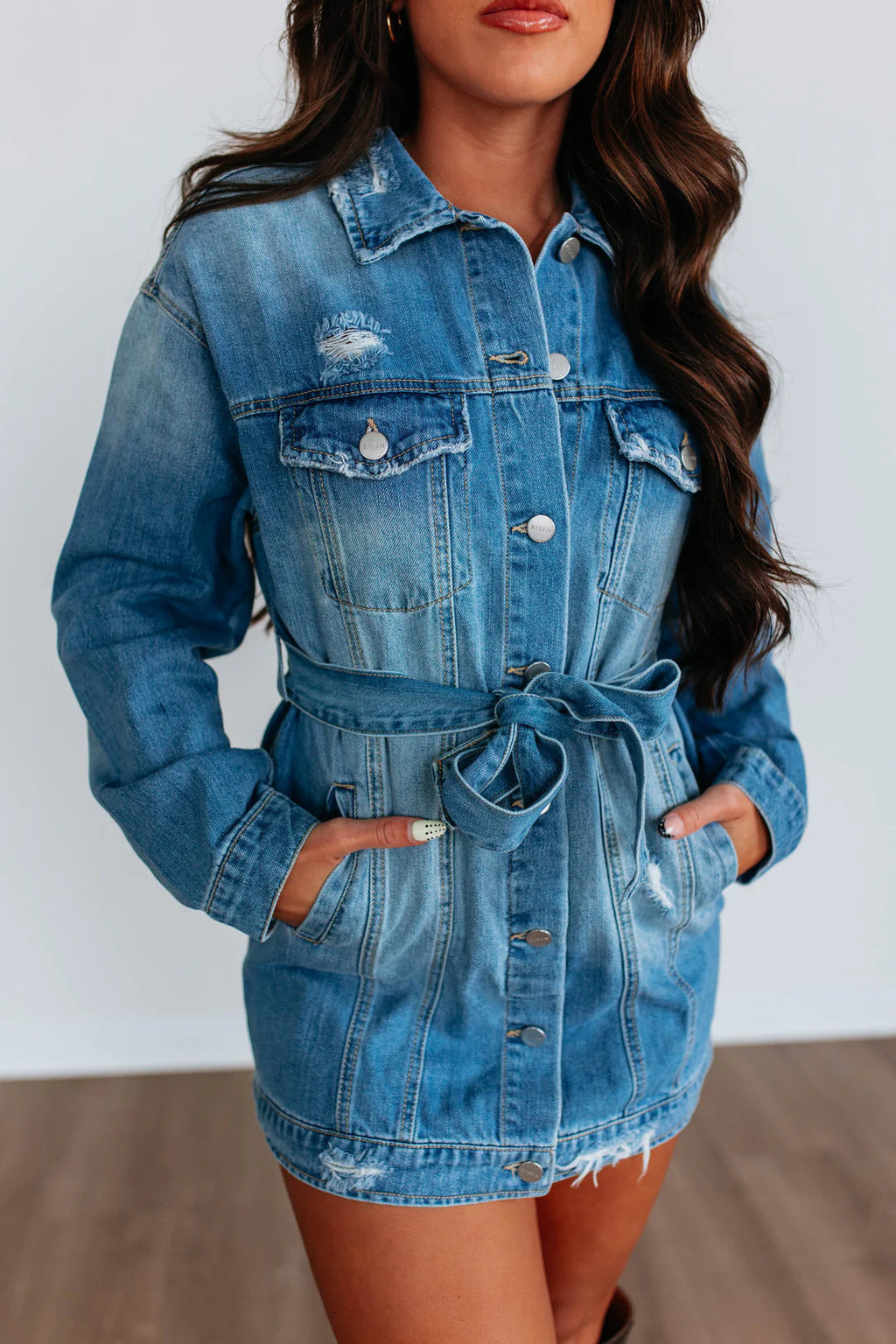 Yasmin Al-Rashid | Casual Denim Belted Jacket Dress