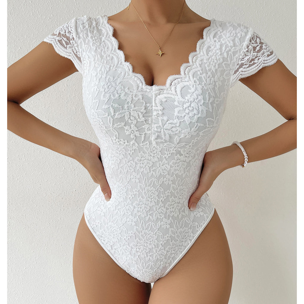Astrid Nyholm | White Lace Short Sleeve Bodysuit
