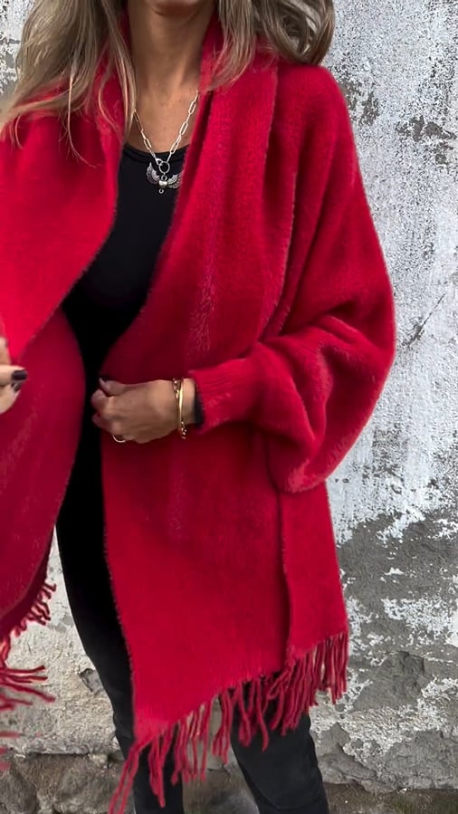 Harper Williams | Zachte Dames Jas met Sjaalkraag en Franje