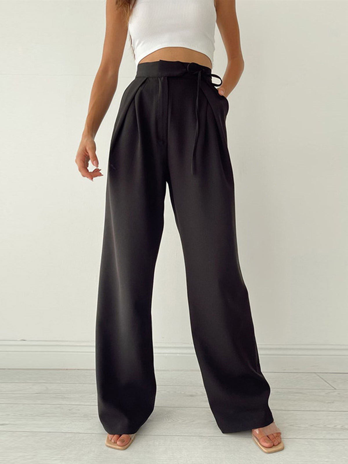 Lauren Mitchell | Satin Wide Leg Trousers | Vloeiende elegantie met een moeiteloos luxe uitstraling