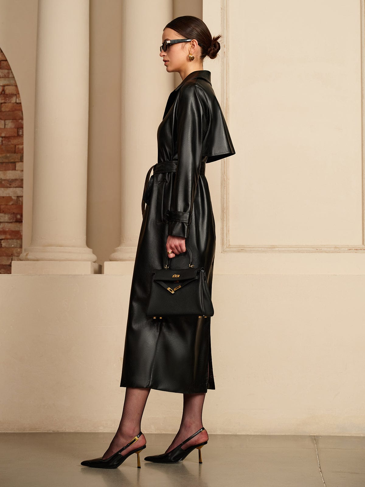 Noura Al-Fayed | Luxe Leatherlook Midi Shirt Dress