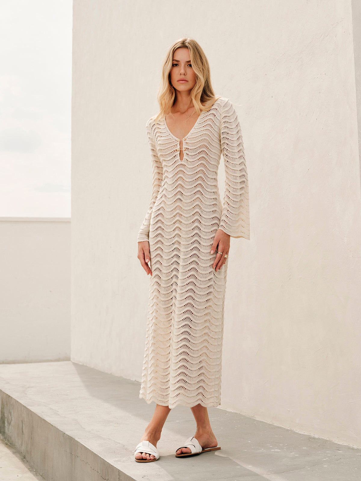 Emily Parker | Gehaakte maxi jurk | Jij voelt je moeiteloos elegant en vrij