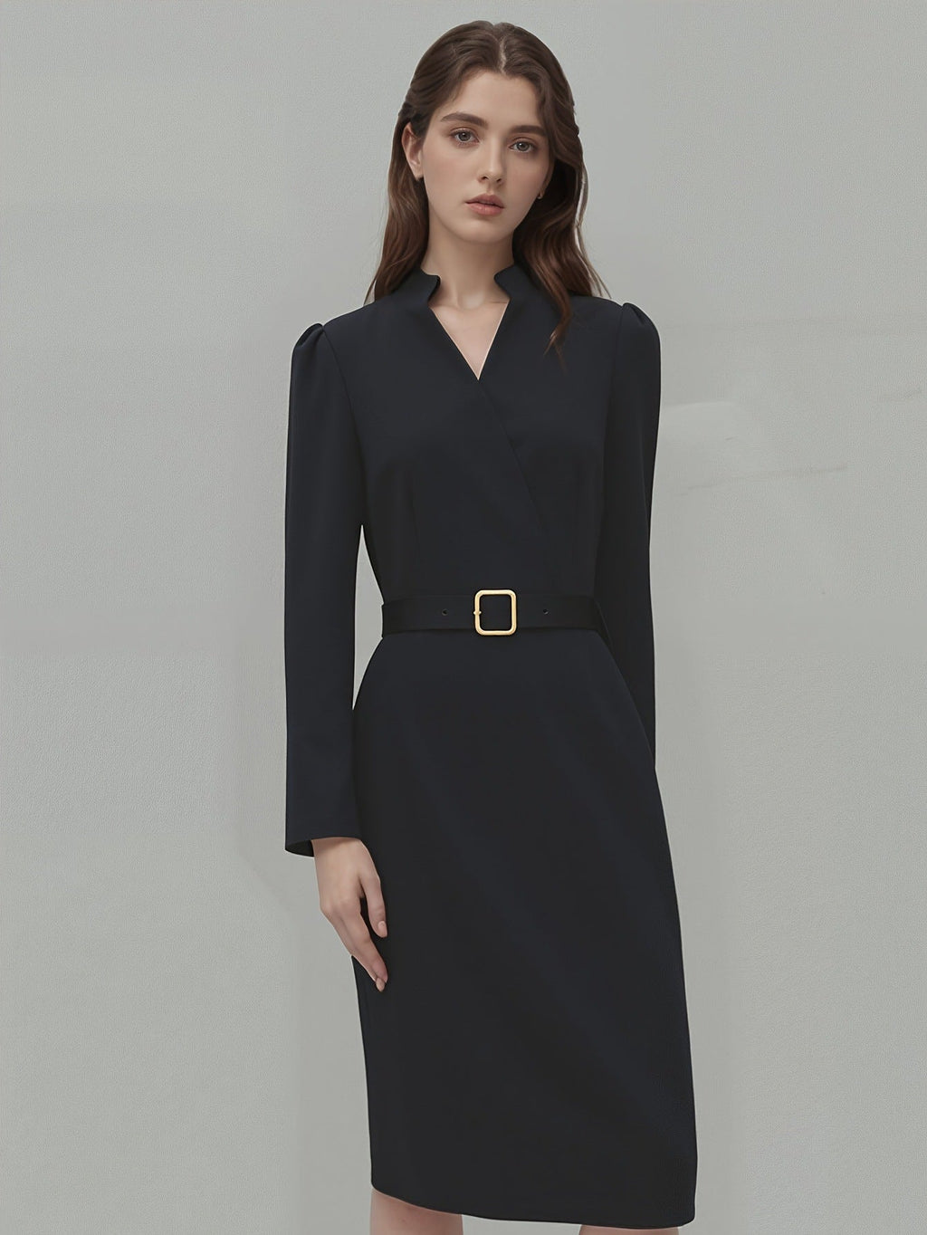 Noéline D’Aubray | Tijdloze Crepefeel Tailored Midi Jurk