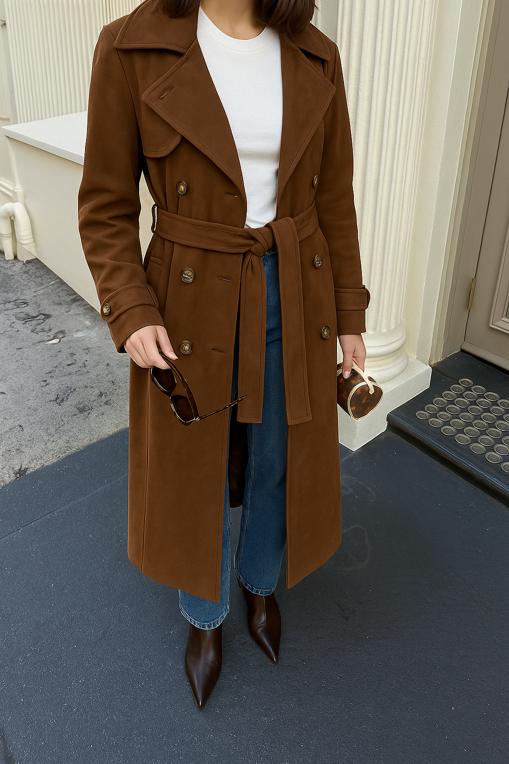 Eloisa | Classic Suedine Trench Coat