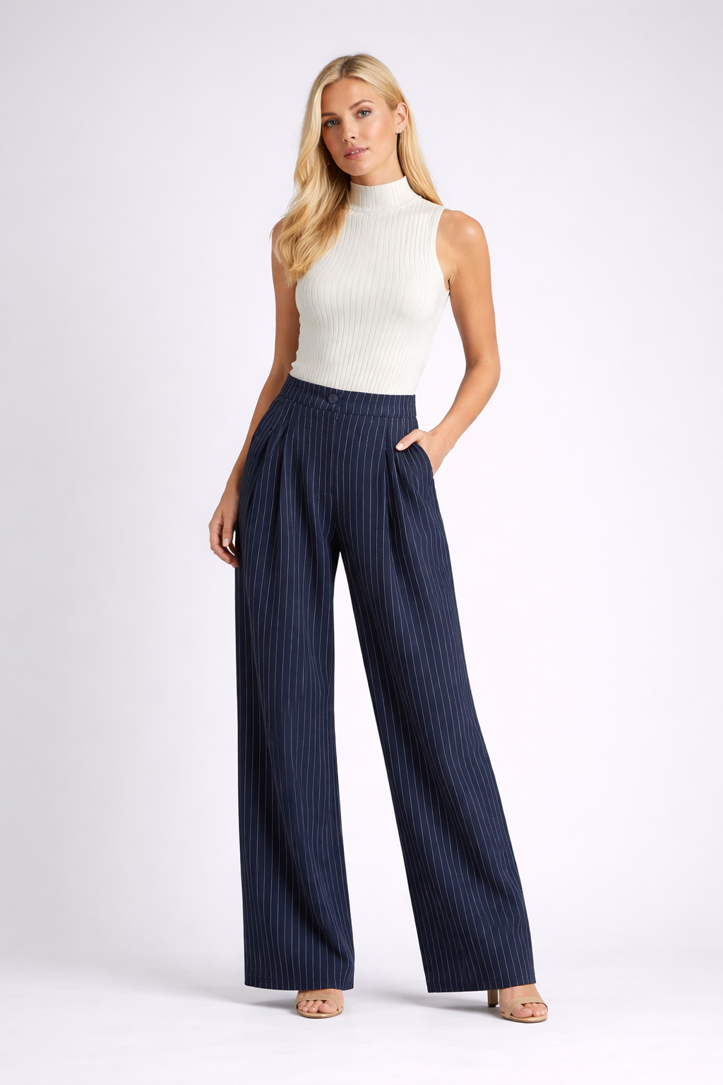 Sharina | Pinstripe Wide Leg Pantalon
