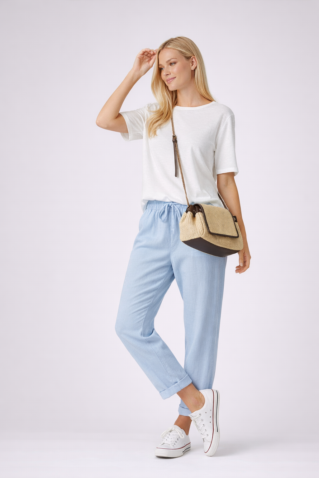 Yvette | Relaxed Linen Look Broek met Trekkoord