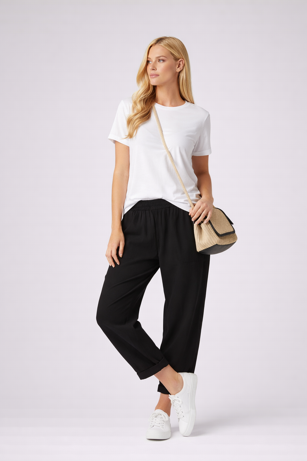 Yvette | Relaxed Linen Look Broek met Trekkoord