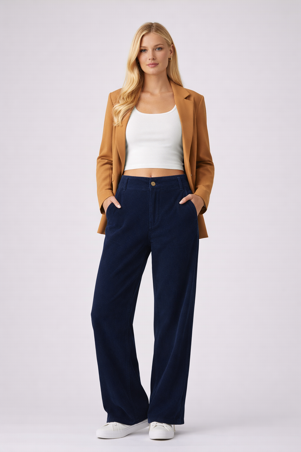Felicia | High Waist Corduroy Wide Leg Broek