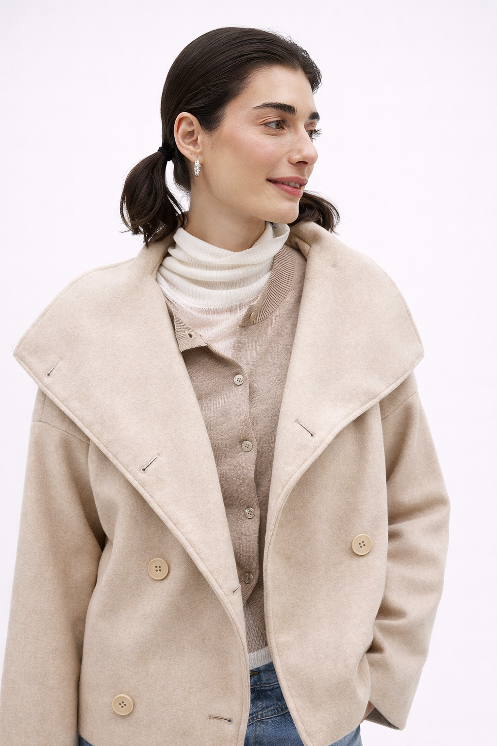 Elinor | Herfst – Luxe Wolfeel – Korte Double-Breasted Jas