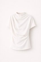 Elindra | Draped Elegance Top | Tijdloos minimalisme in wit