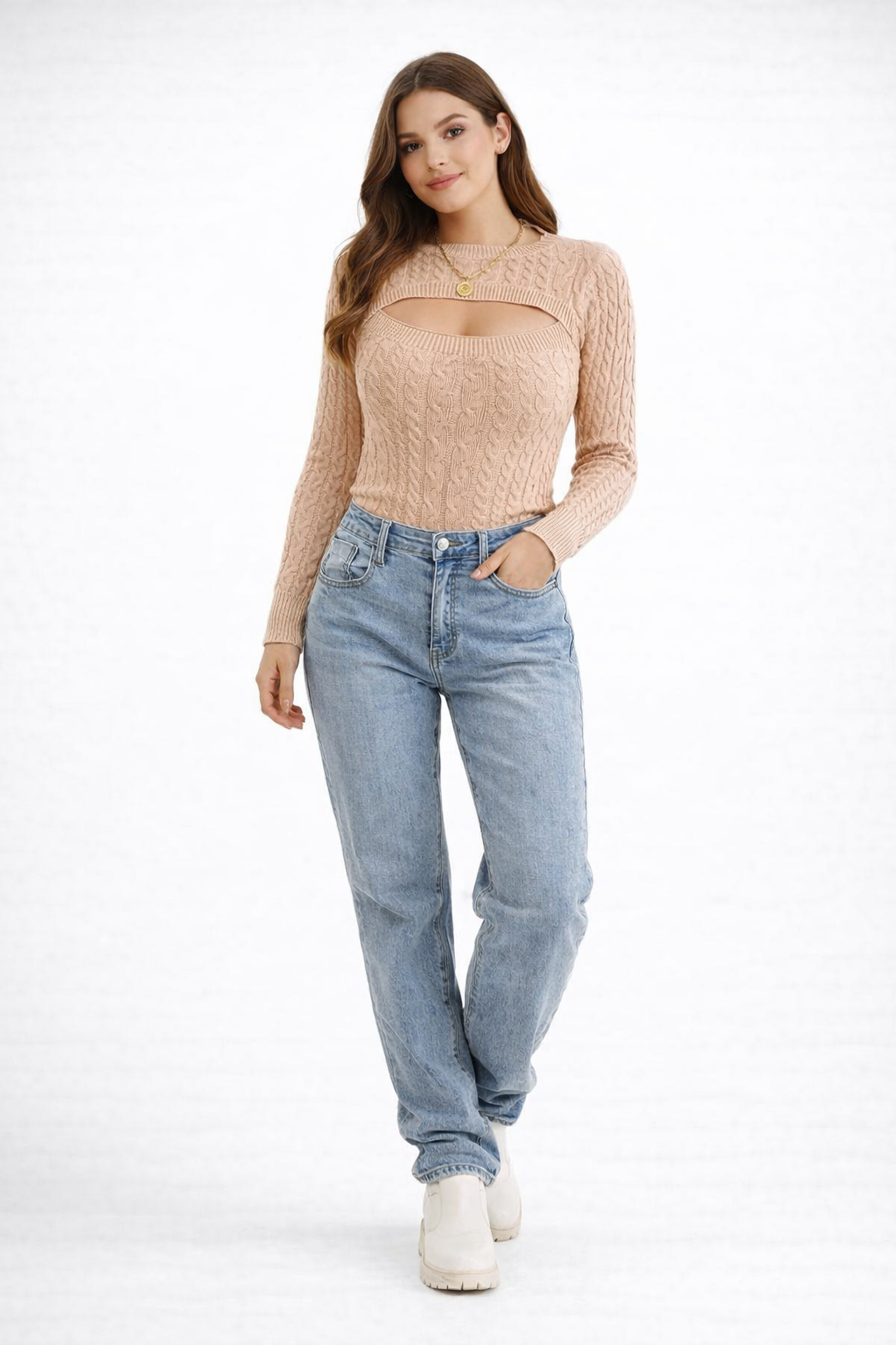 Luciana Moretti | Herfst/Winter – Zachte Knitfeel – Cut-Out Cable Top