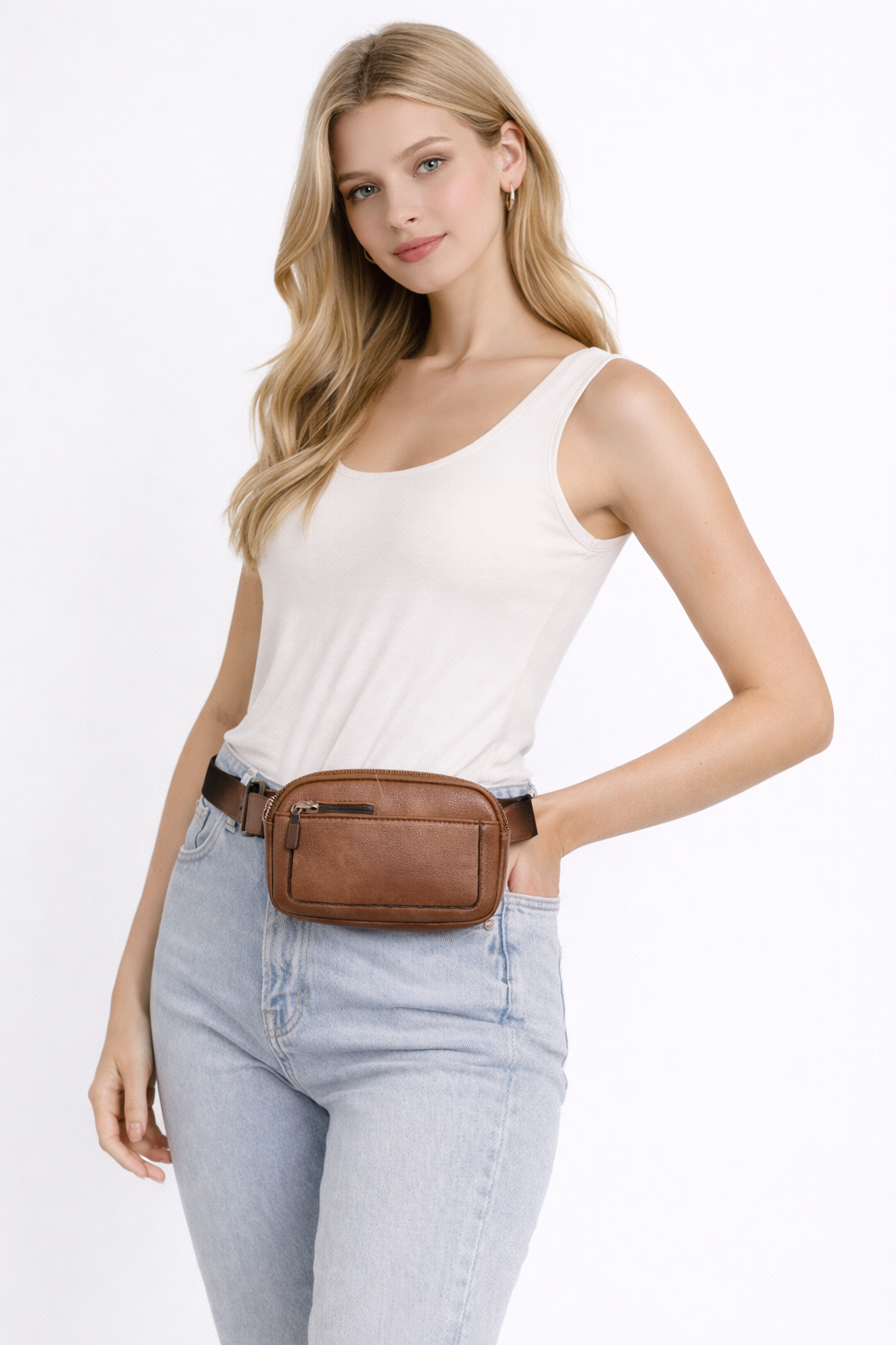 Elena Montclair | Luxe Leren Heuptas in Cognac