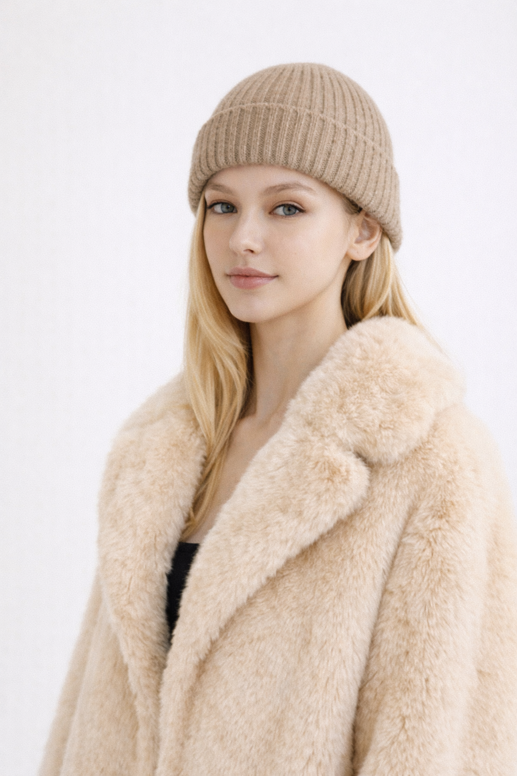 Astrid Nørgaard | Ribgebreide Muts van Zachte Wolmix