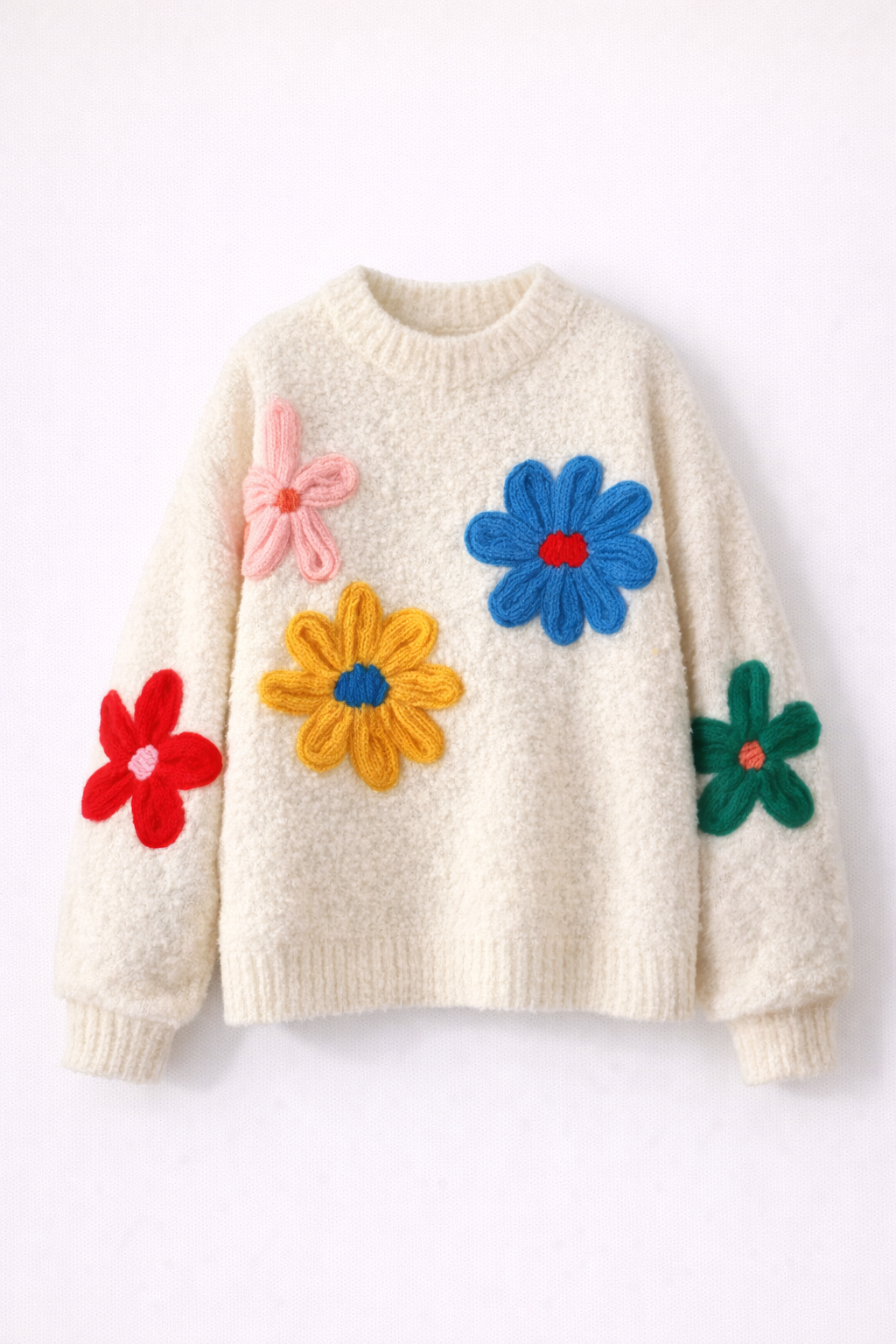 Freja Lundqvist | Speelse Trui met Handgemaakte Bloemenapplicaties
