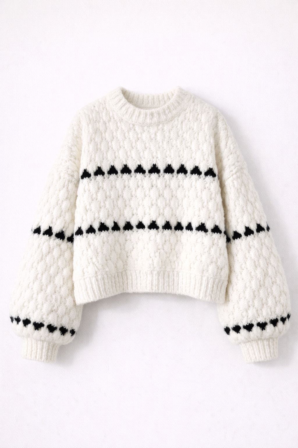 Madison Parker | Gebreide Cropped Trui met Statement Mouwen