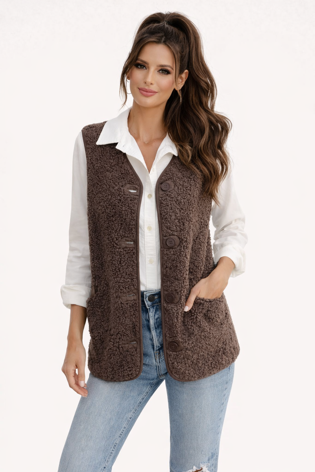 Renata Castillo | Cozy Teddy Button Gilet
