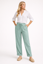 Yvette | Zomer Linnen Look Dames Broek met Trekkoord