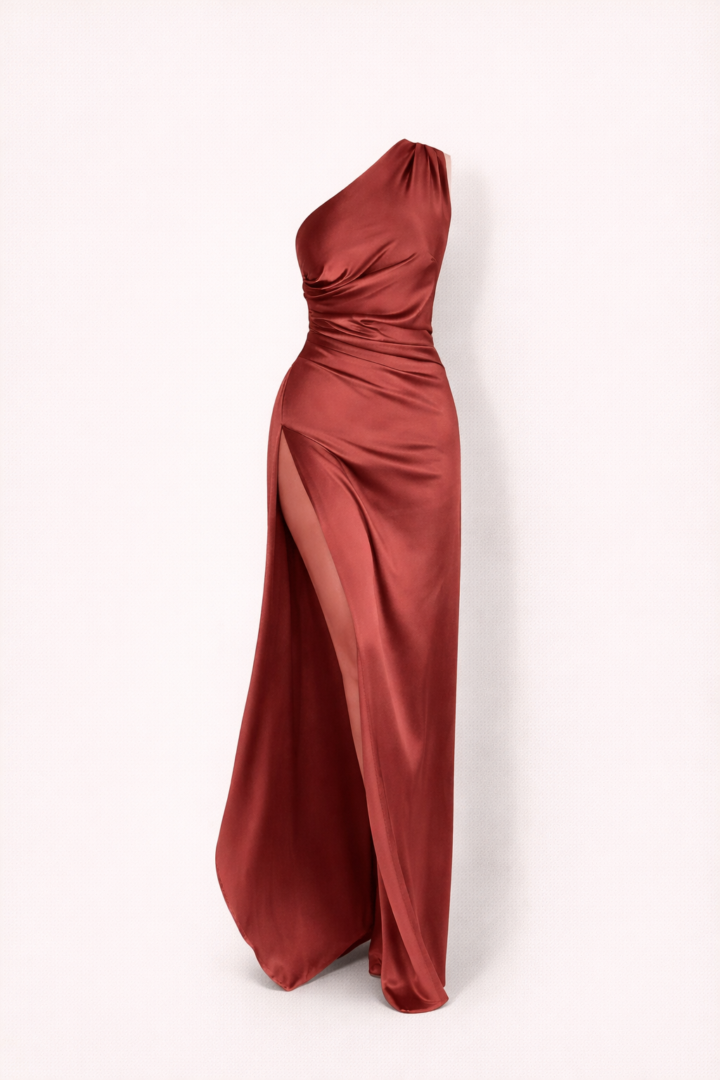 Lotte van Dijk | Satijnen One-Shoulder Maxi Jurk met Hoge Split | Krachtige elegantie met avond allure