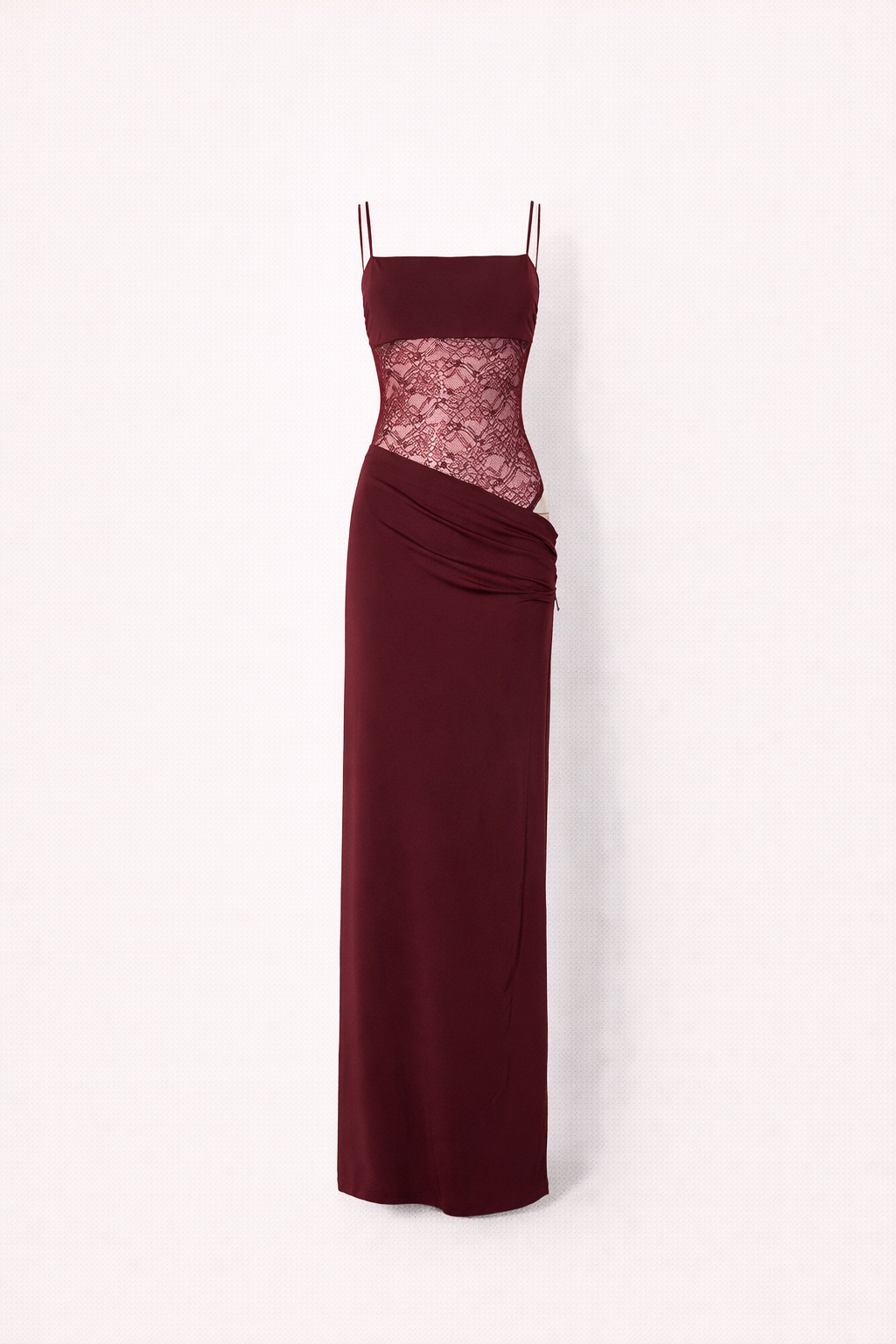 Lotte van Dijk | Bordeaux Maxi Jurk met Kanten Taille | De jurk waarin jij je zelfverzekerd, elegant en onweerstaanbaar voelt