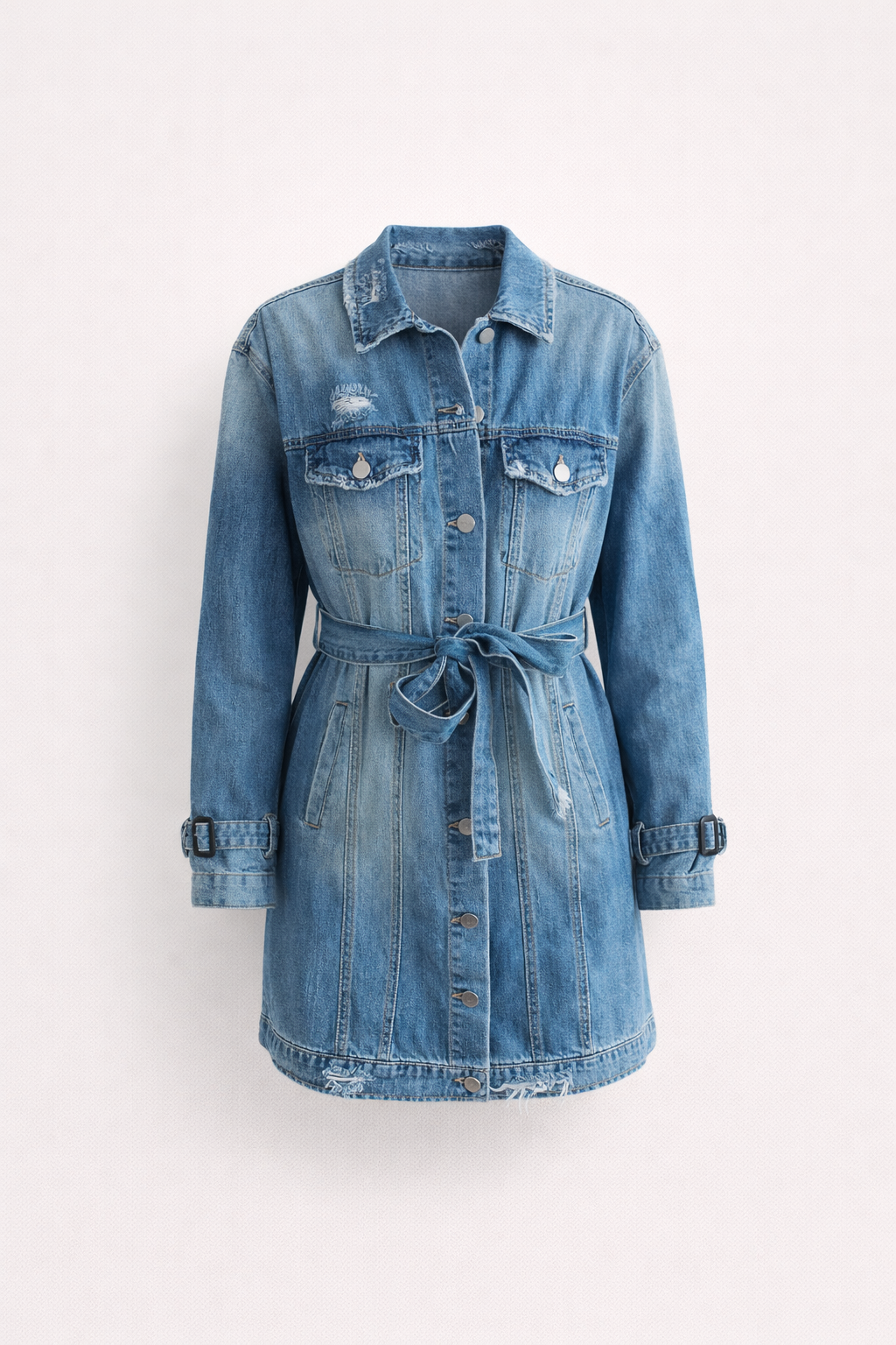 Yasmin Al-Rashid | Casual Denim Belted Jacket Dress