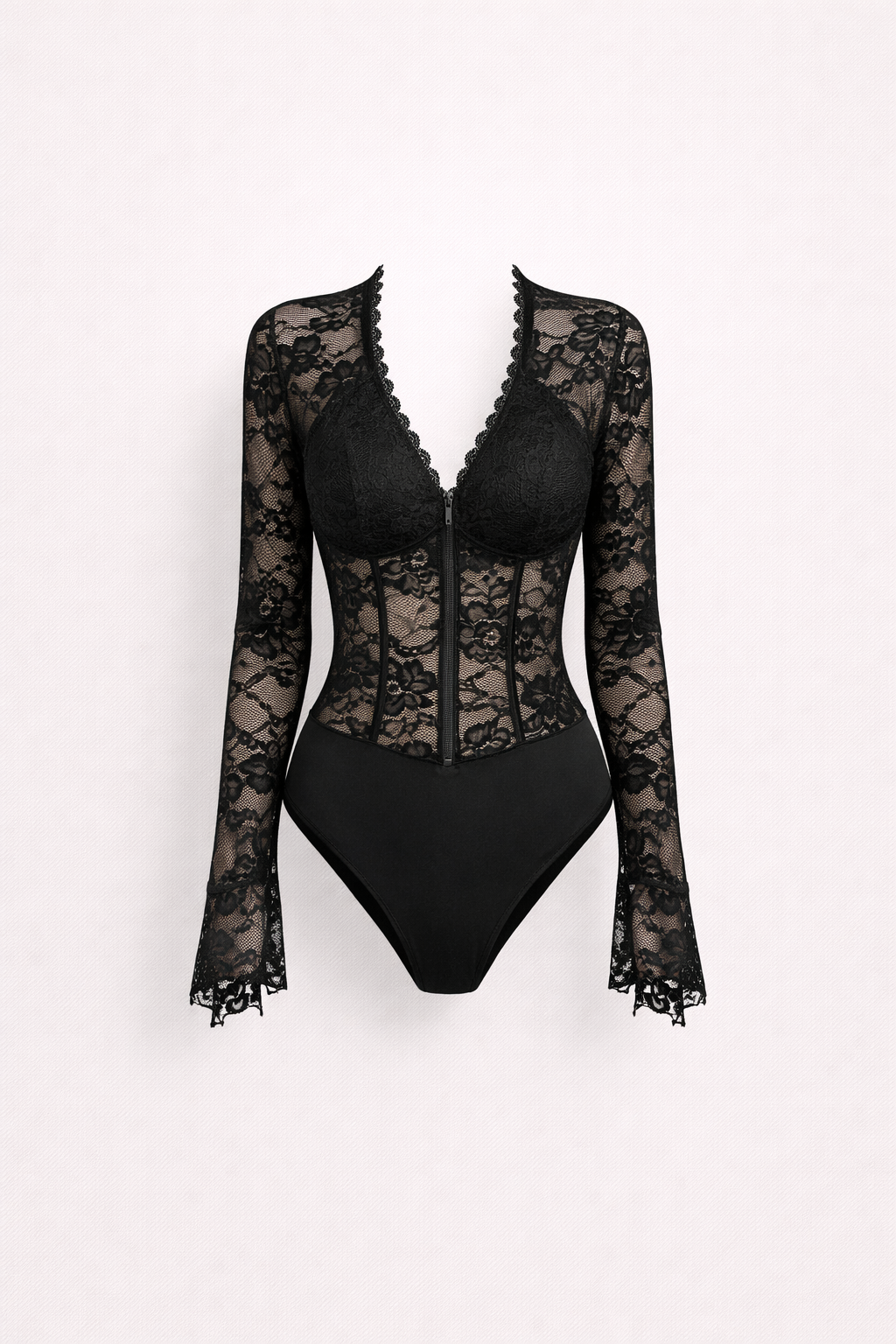 Valentina Cruz | Lace Corset Long Sleeve Bodysuit