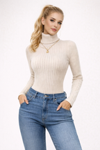 Isabella Moreno | Ribbed Turtleneck Knit Bodysuit