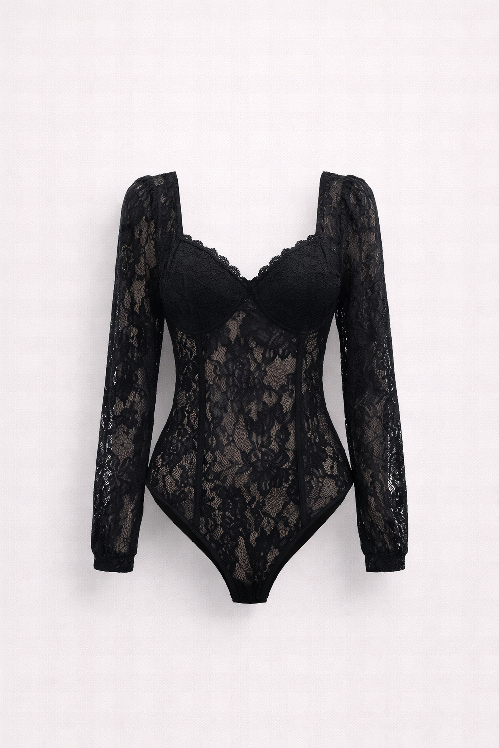 Freja Lindström | Lace Long Sleeve Sculpting Bodysuit