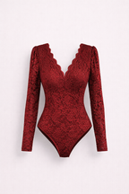 Freya Lundqvist | Burgundy Lace Long Sleeve Bodysuit
