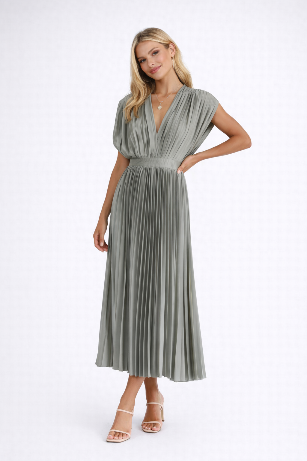 Isolde | Luchtige Plissé Midi Dress