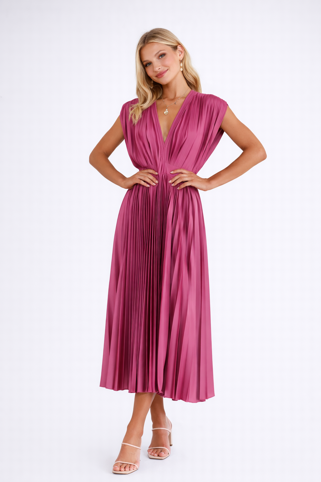 Isolde | Luchtige Plissé Midi Dress