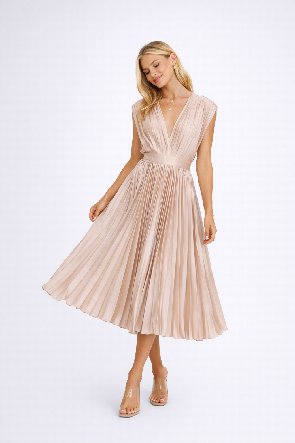 Isolde | Luchtige Plissé Midi Dress