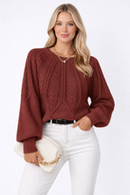 Sonya | Gebreide Kabeltrui met Losse Pasvorm