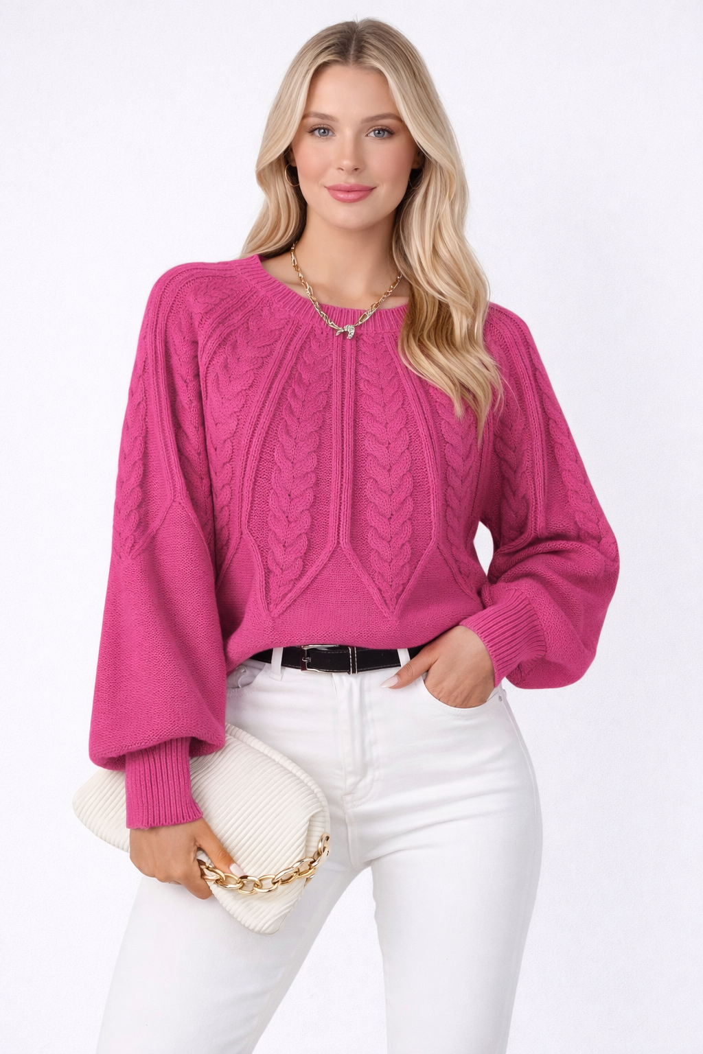 Sonya | Gebreide Kabeltrui met Losse Pasvorm