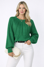 Sonya | Gebreide Kabeltrui met Losse Pasvorm