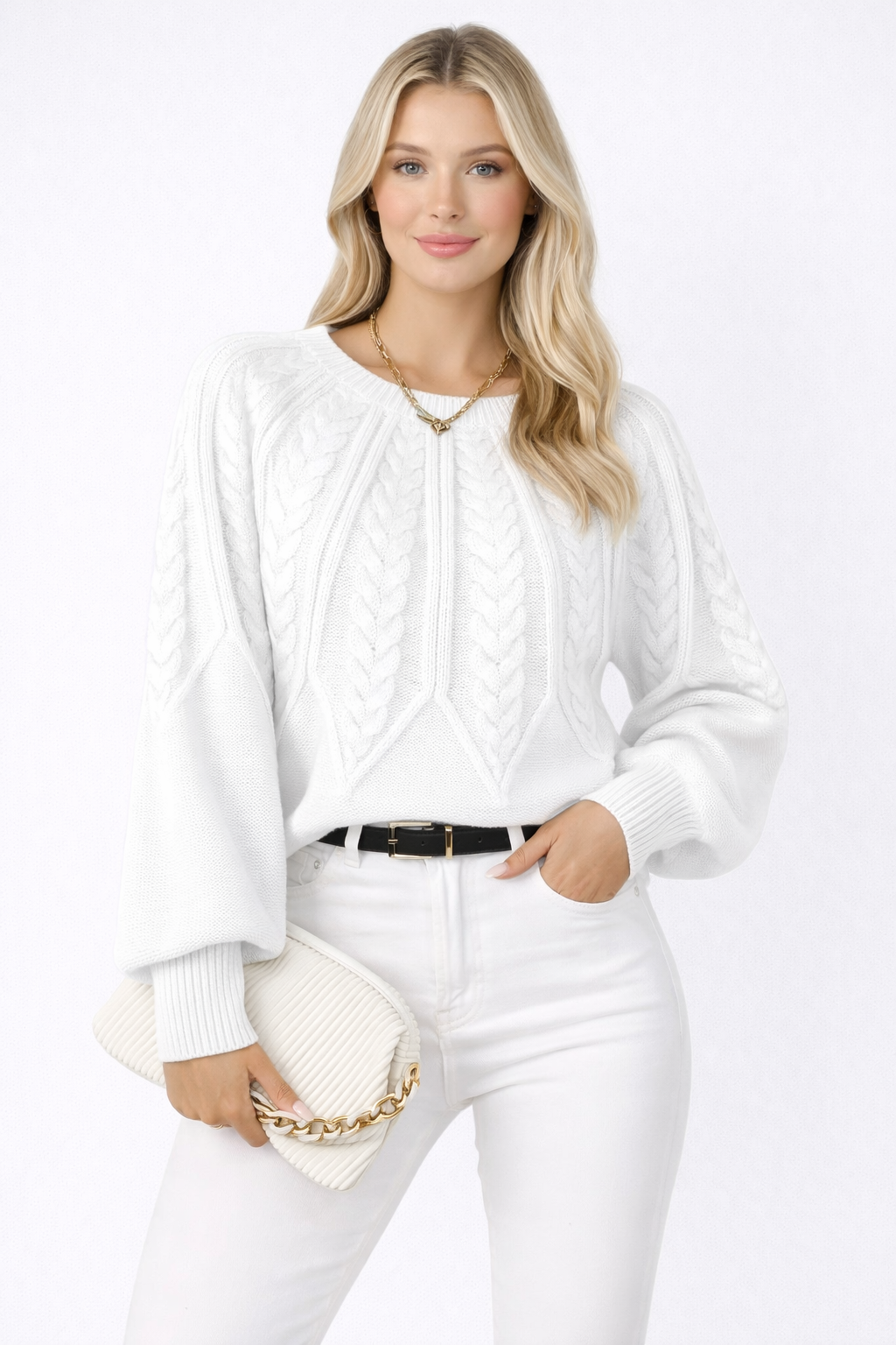 Sonya | Gebreide Kabeltrui met Losse Pasvorm