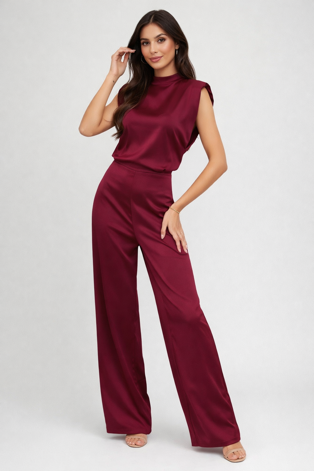 Elara Satin Look Jumpsuit | Elegante Wide Leg Jumpsuit Dames